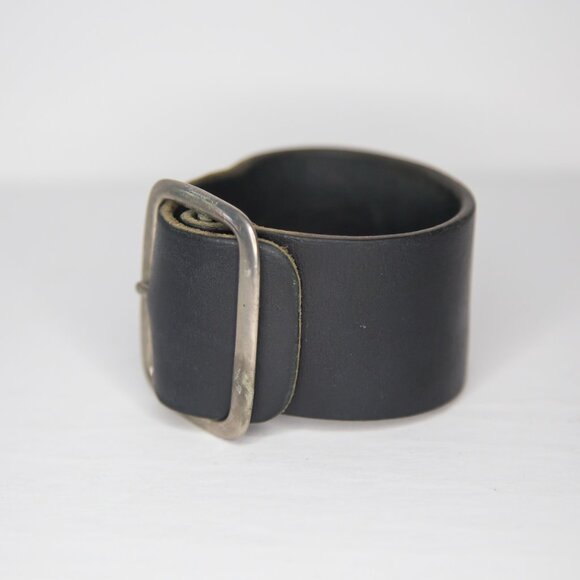 SOLD Vintage Gothic Punk Black Leather Cuff with Buckle - Picture 3 of 8